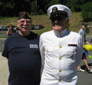 (l) Barkhamsted veteran George Washington and (r) Winsted veteran Art Melycher - Barkhamsted Independence Parade July 4, 2014