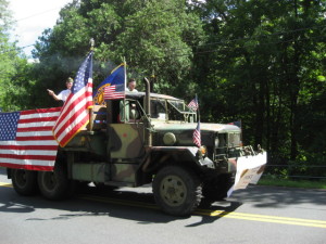 American Legion Post 43 Barkhamsted Independence Day Parade Float with Arthur Melycher and George Washington