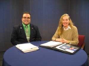 (l) Harwinton First Selectman (R) Michael Criss and (r) Juliana Simone BRTC Chair - on set of "Conservative Chat" April 2015