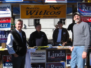 Riverton Fair BRTC booth - October 2010 - (l-r) Dave Lefeber, Ed Tibbets, Ernie Little, Mark Lanctot