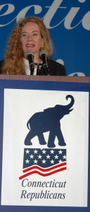 Juliana Simone addressing the Republican State Convention as a featured State Rep candidate 2006