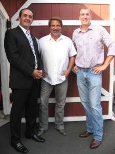 (l-r) SOTS candidate Attorney Peter Lumaj (R), Host and musician Joe Patrina, former Congressional candidate John Henry Decker (CT-1) - Lumaj F/R Simsbury CT 2013