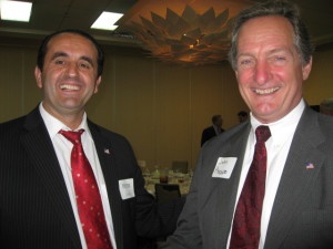 CT SOTS candidate Peter Lumaj (R) with veteran State Rep. John Piscopo (R-76) at The Yankee Institute luncheon October 2013