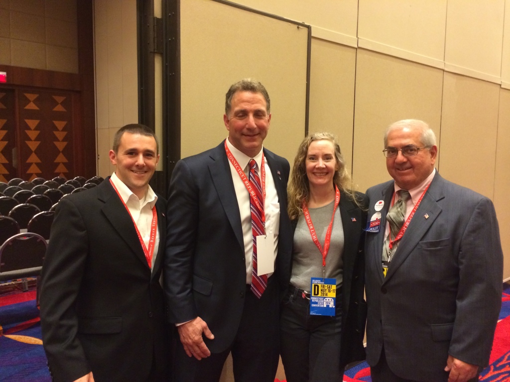 (l-r) BRTC VC Robert Brainard III, Congressional candidate Matthew Corey (CT-1), BRTC Chair Juliana Simone, CT SC member Rich Tutunjian (senate district 8) 2014